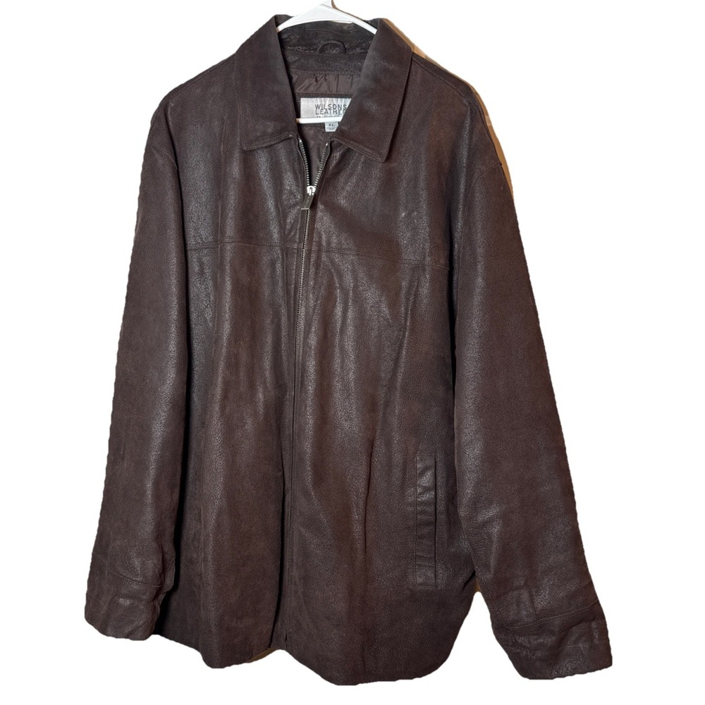 Wilsons Leather M Julian Mens XL Brown Genuine Leather Jacket Full Zip Y2K